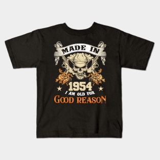 Skull Made In 1954 I Am Old For Good Reason Kids T-Shirt